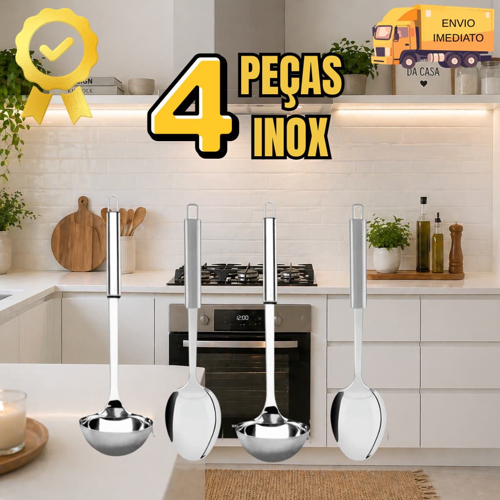 KIT 4 PEÇAS INOX PARA COZINHA