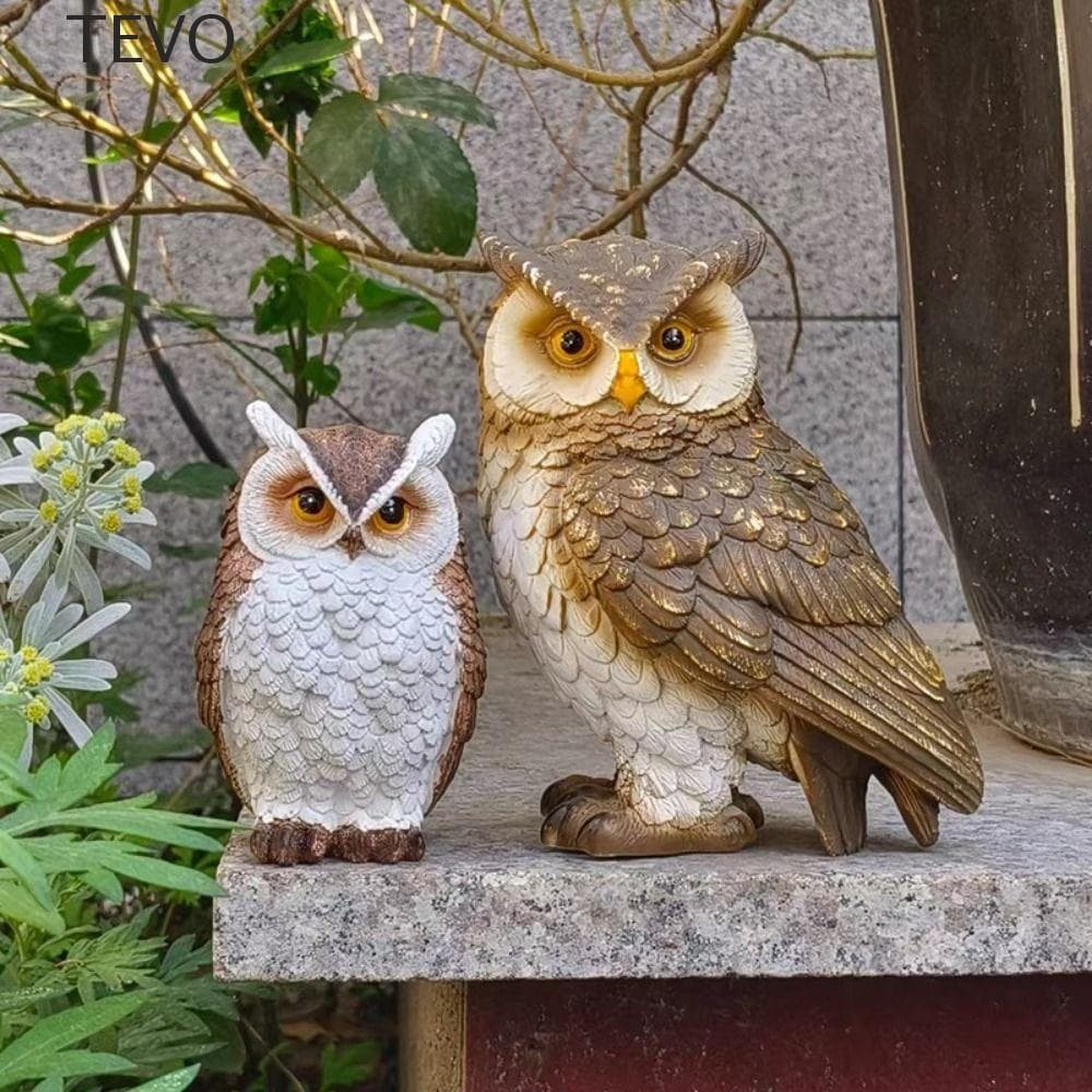 Estátua De Coruja TEVO , Escultura De Animal Vívida De Resina , Estatueta Em Miniatura De Pássaro Simulado Criativo Para