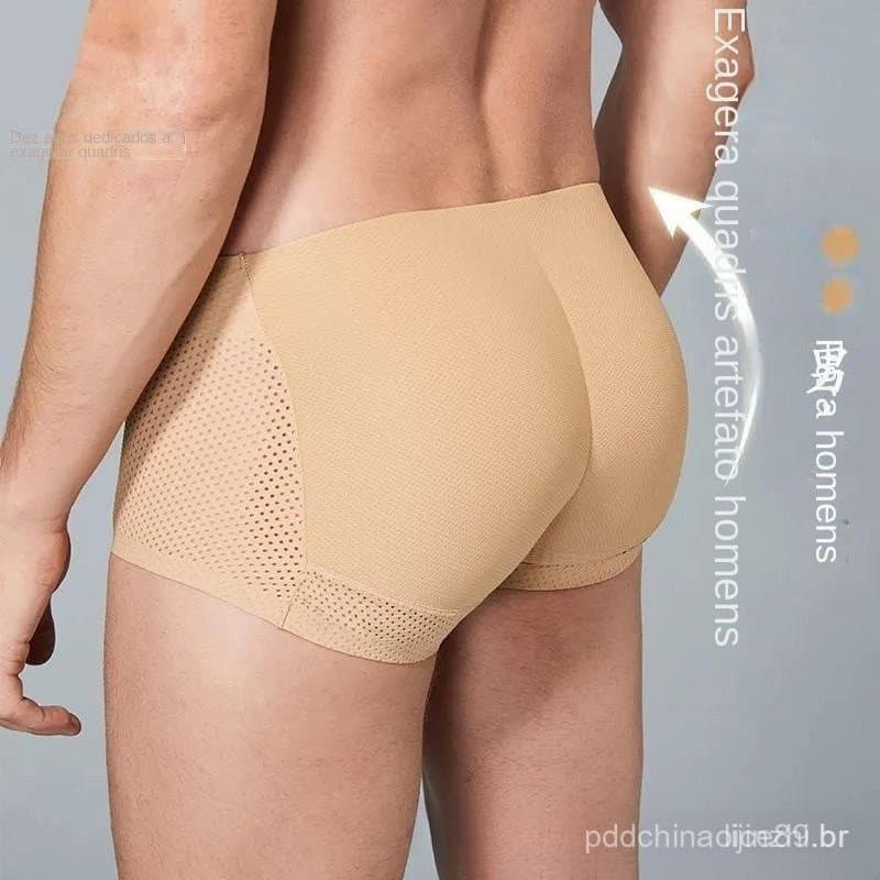 Roupa íntima masculina, cuecas boxer com almofada de esponja para levantar o bumbum VFDY
