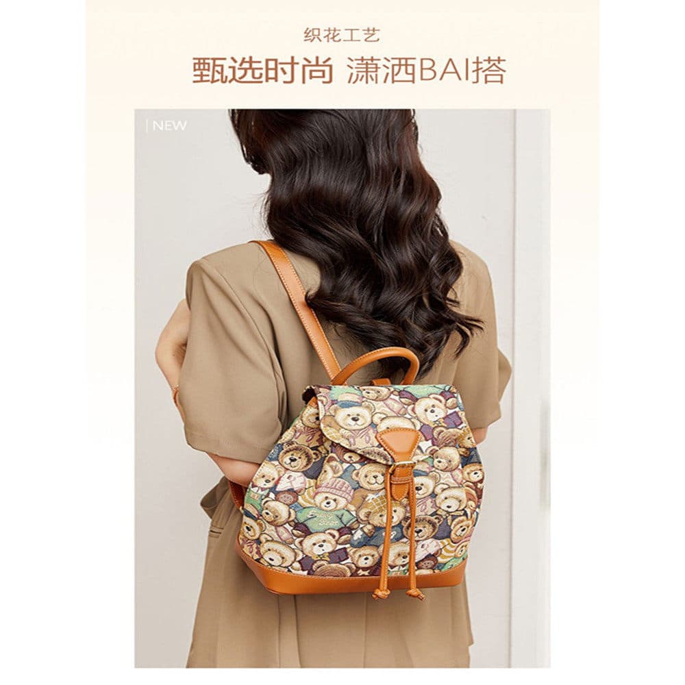 Winnie the Pooh Novo Estilo Casual Mochila Feminina Pequena Mochila Winnie the Pooh Leve Lona de Malha Bonito Bolsa Femi