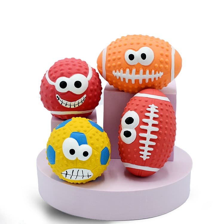Bola De Brinquedo Látex Para Cães De Estimação Resistente À Mordida De Rugby Futebol