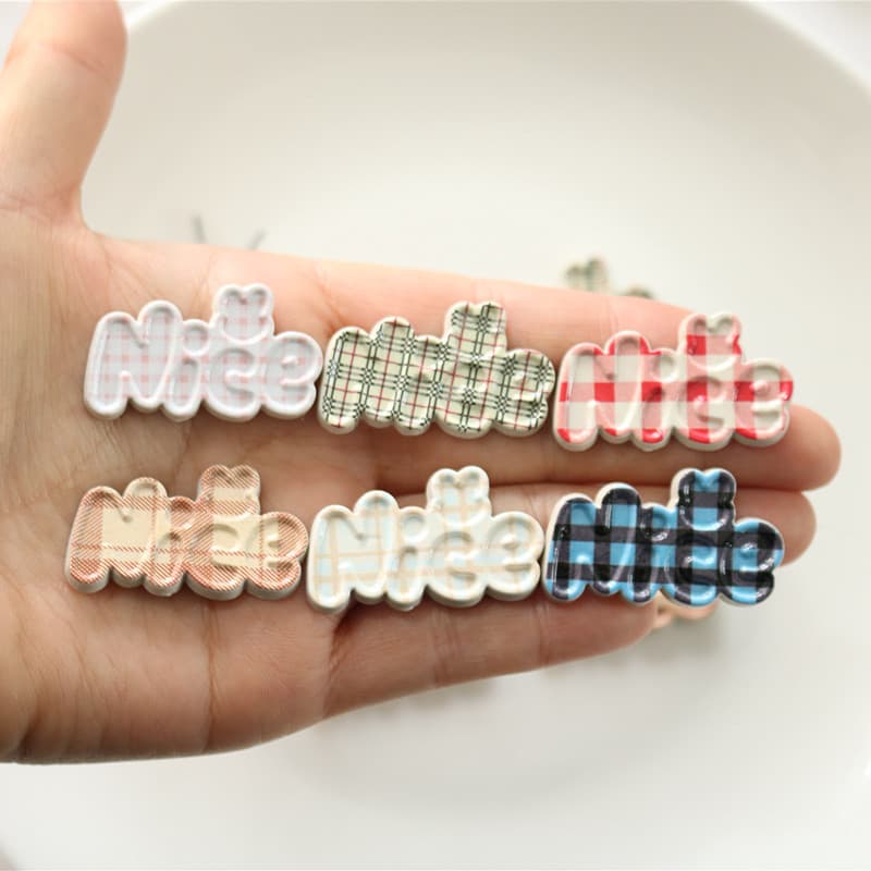 10 Pçs Agradável Inglês Carta Em Forma De Resina Acessórios DIY Jóias Grampo De Cabelo Primavera Clipe Material Decorati