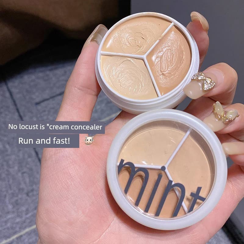 corretivo maquiagem corretivo alta cobertura ♚Li Jiaqi Tricolor Spot Primer Corretivo Tear Groove♀