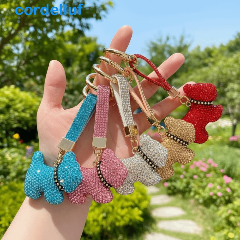 Pingente De Cachorro De Cristal CORDELLUF , Chaveiro De Buldogue Francês De Strass Coreano De Alta Qualidade , Bolsa DIY