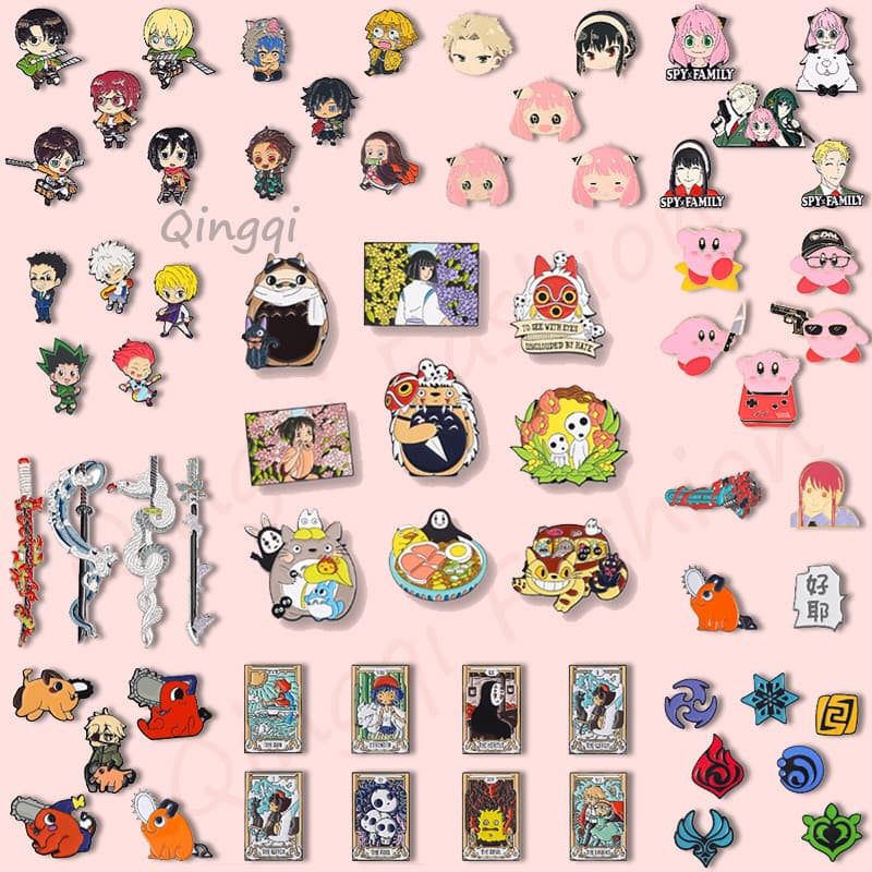 3-5Pcs/Set Anime Collection Pins Esmalte Broches Conjunto De Demoníacos Bonitos Caçador De Demônios JOJO Bojji Nezuko To