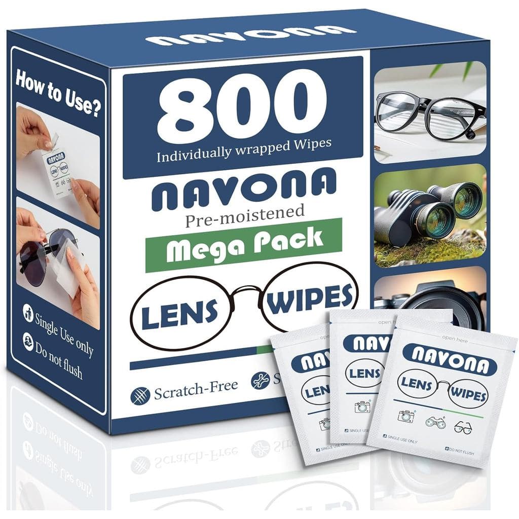 800 Lenços para Lentes de Óculos – Pré-Umedecidos, Embalados Individualmente – Lenços de Limpeza para Óculos Sem Riscos