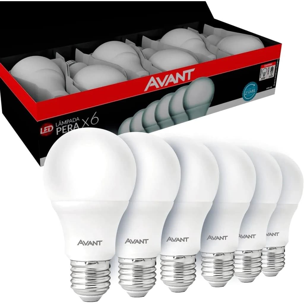 Kit 6 Lâmpada Led 9w Pera - Avant