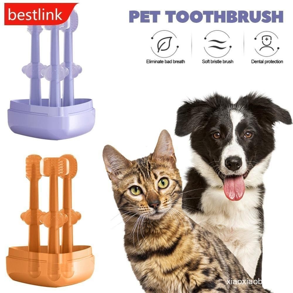 BESTLINK 3 Pçs/set Pet Escova De Dentes De Limpeza Oral Cão Gato Cuidados Com Os De Silicone Macio Ferramenta Língua A6N