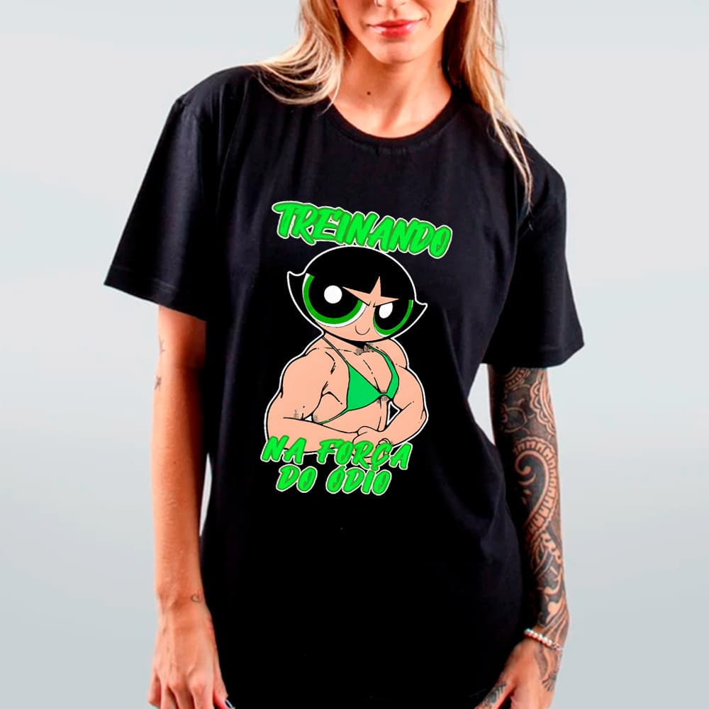 Camiseta Feminina Treino Força 100% Algodão Academia Fitness Estampada Casual Confortável