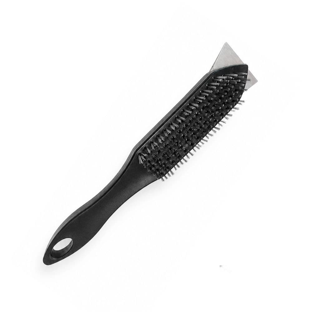Escova de aço com raspador para grelha