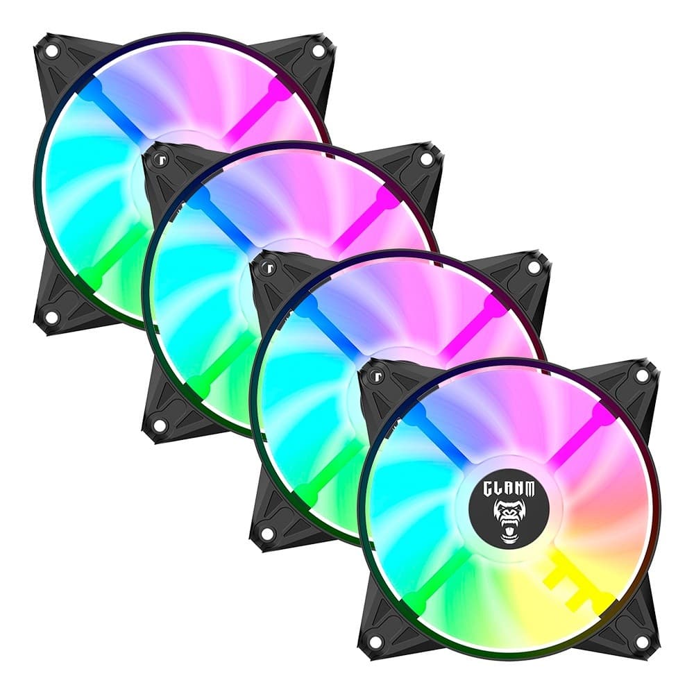 Kit 4 Cooler Fan para Gabinete RGB Rainbow 120mm Molex 4pin Ventoinha Eurus Preto Clanm Gamer