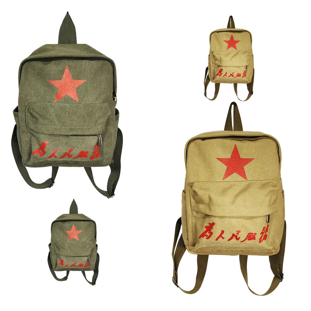 Mochila mochila saco de lona nostálgico grande capacidade Retro nostálgico pequena mochila vermelho estrela de cinco pon