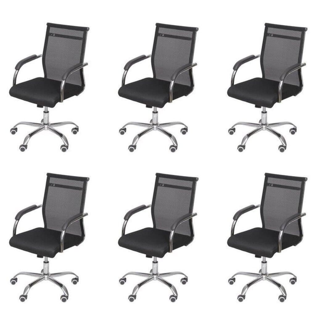 Kit 6 Cadeiras Escritorio Diretor Tela Mesh Roma 3312 Preto Cadeira Diretor