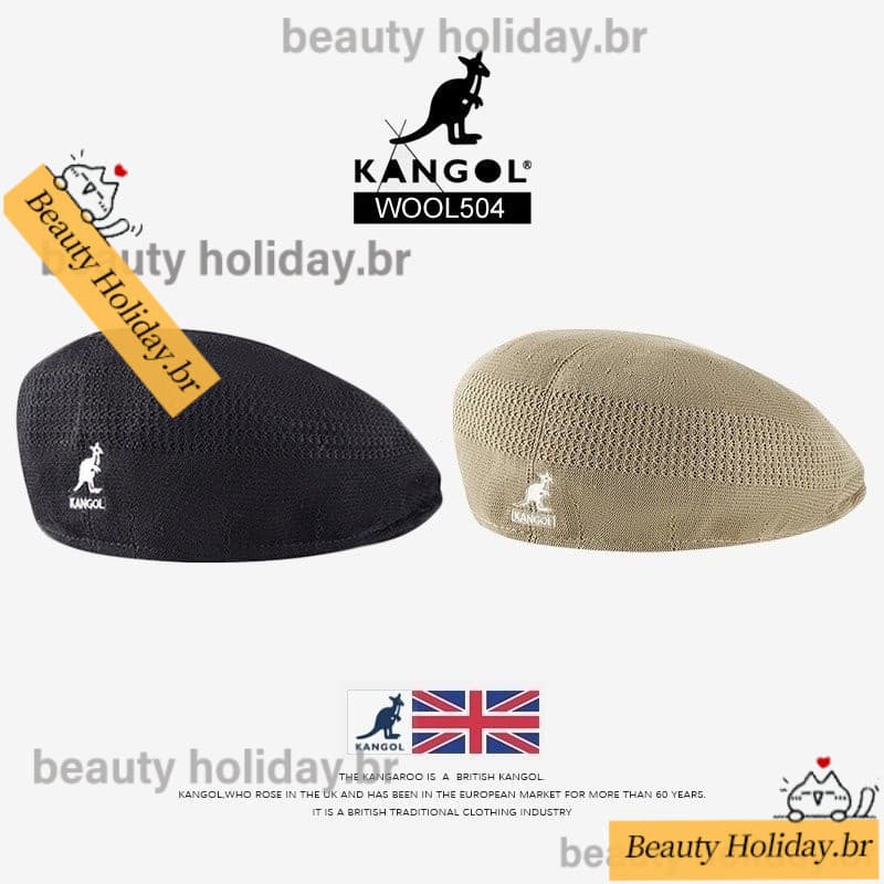 Kangol Chapéu Canguru Boina Britânico Feminino Estrela Retro Mesmo Verão Fino Malha Pintor Cap Moda Masculina