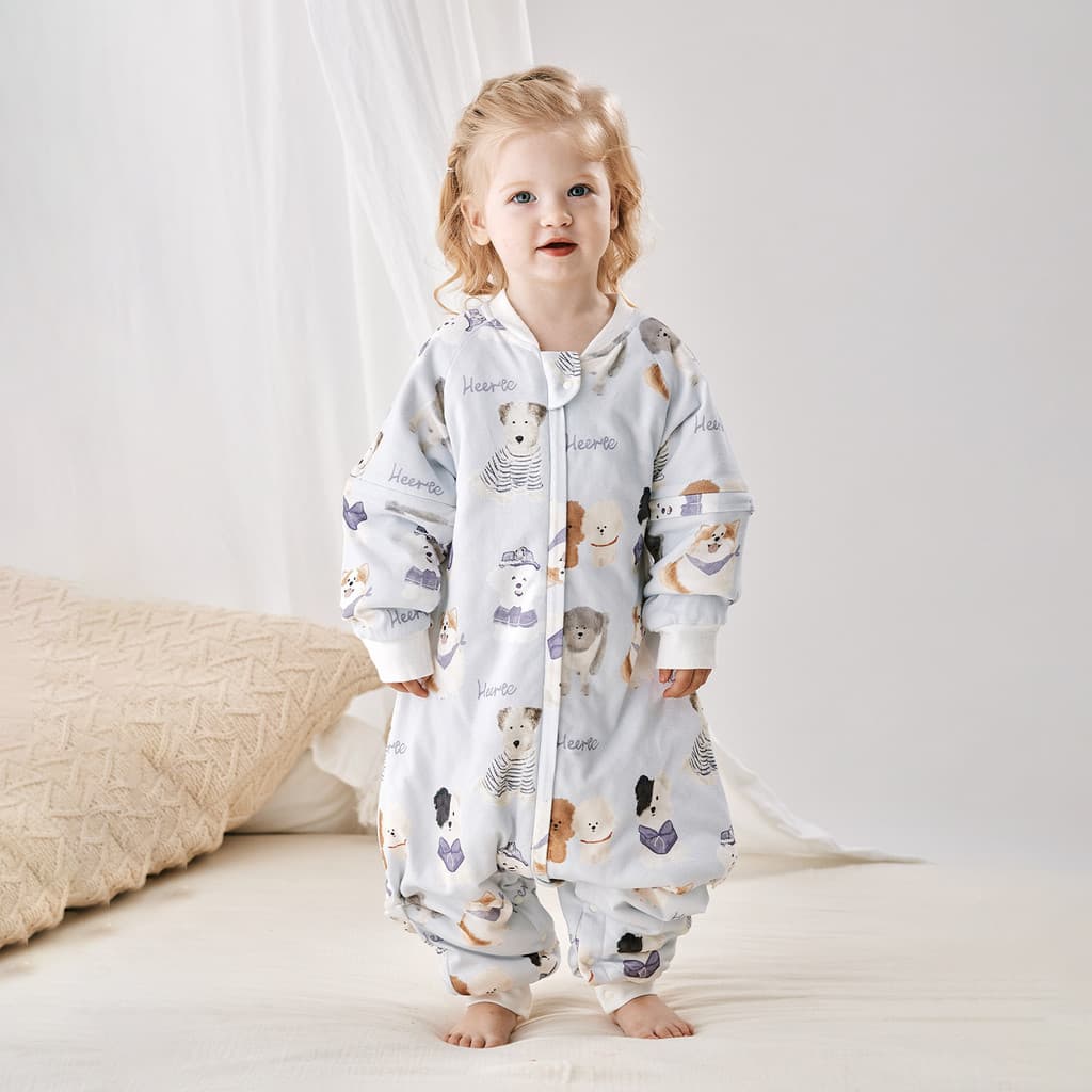 Saco de dormir para bebês acolchoado outono inverno crianças manga comprida saco de dormir com perna dividida quente col