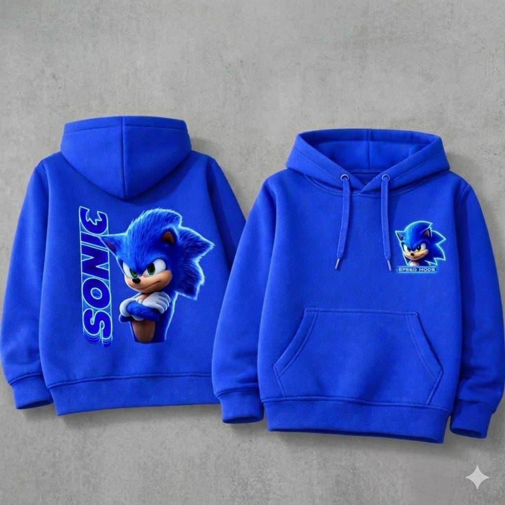 Moletom Infantil Sonic Com Capuz Canguru Menino Estampado Molekada Frio Desenho Promoção