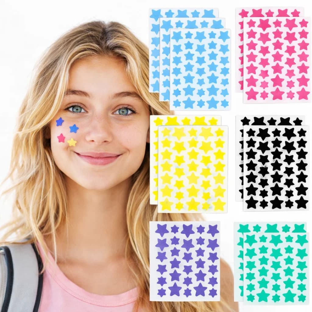 40 a 240 Adesivos Seca Espinha Estrelinha Colorido Antiacne  Uso Diário Secador Combate a Acne