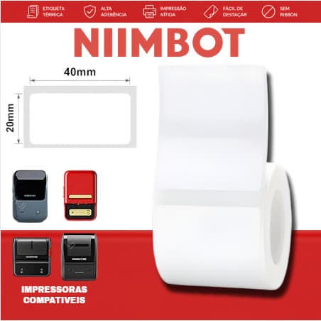 Etiqueta 40x20mm NIIMBOT Branca (320un) para impressoras B1 / B21 / B3S