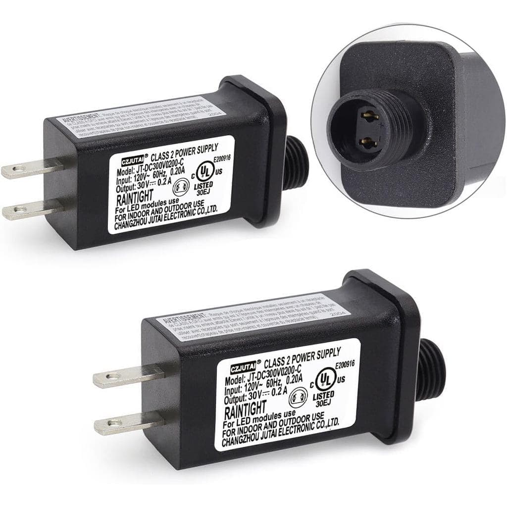 Pacote com 2 Adaptadores PREMIER 30V 0.2A para Iluminação de Natal CZJUTAI JT-DC300V0200-C