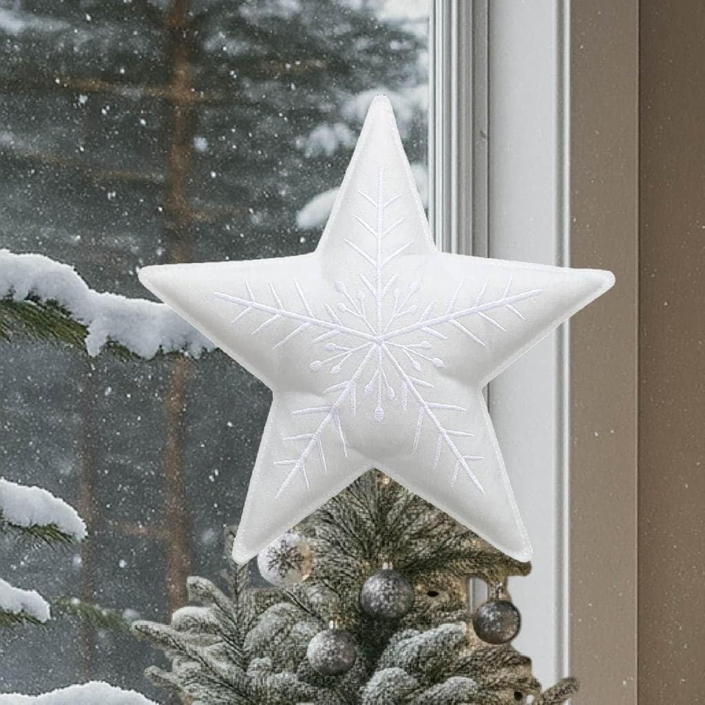 Estrela de Feltro de 10 Polegadas para Topo de Árvore de Natal, Decoração Boho para Árvore de Natal, Decoração Rústica A