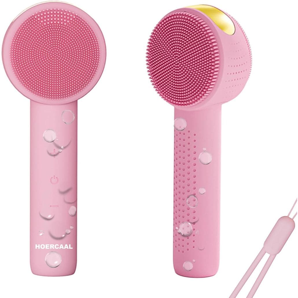 Escova de Limpeza Facial Elétrica – Esfoliador Facial de Silicone Recarregável, Limpador Vibratório à Prova d'Água com 5