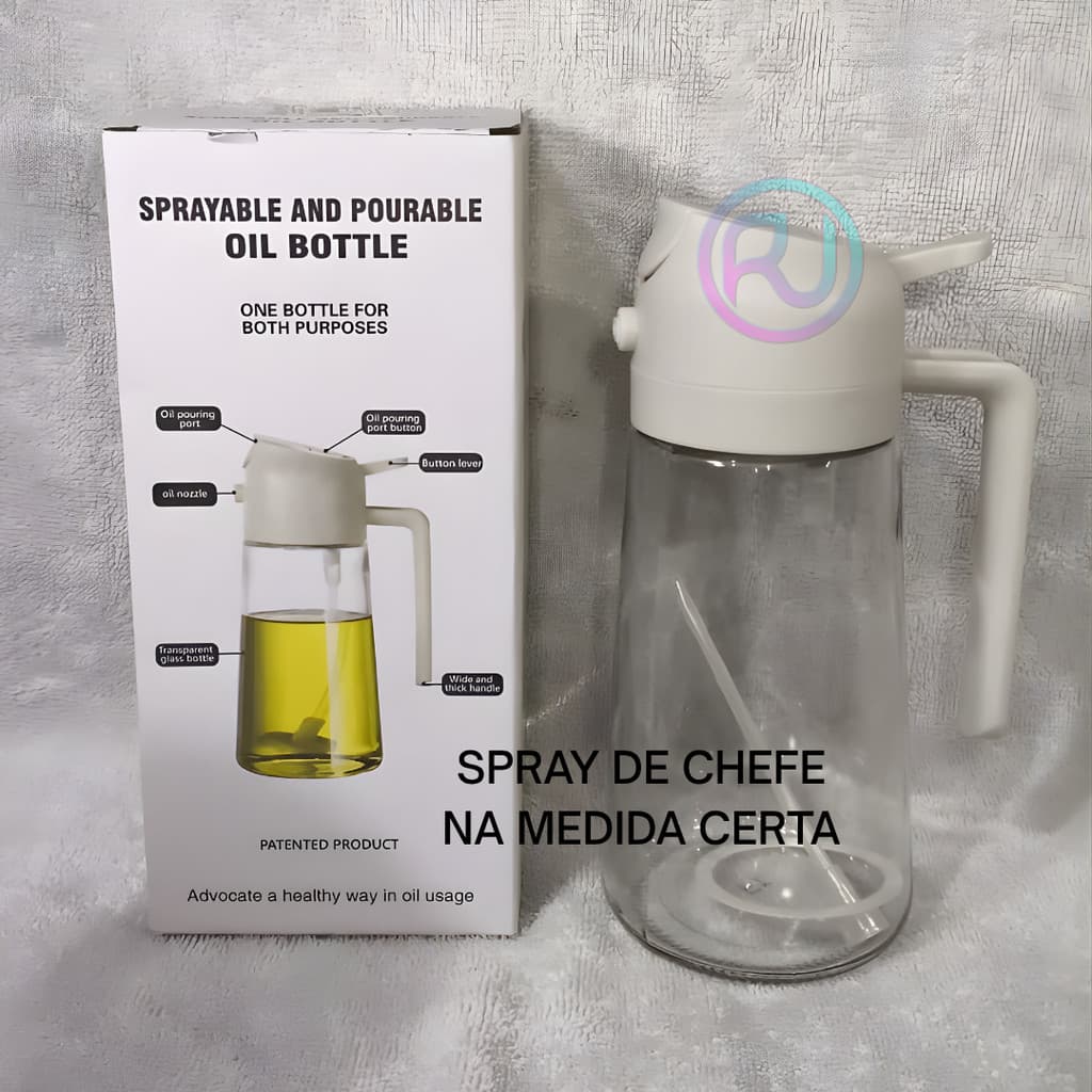 Pulverizador Spray Azeite Óleo 2 em 1 Vidro 470ml Dosador Cozinha Airfryer Galheteiro Profissional