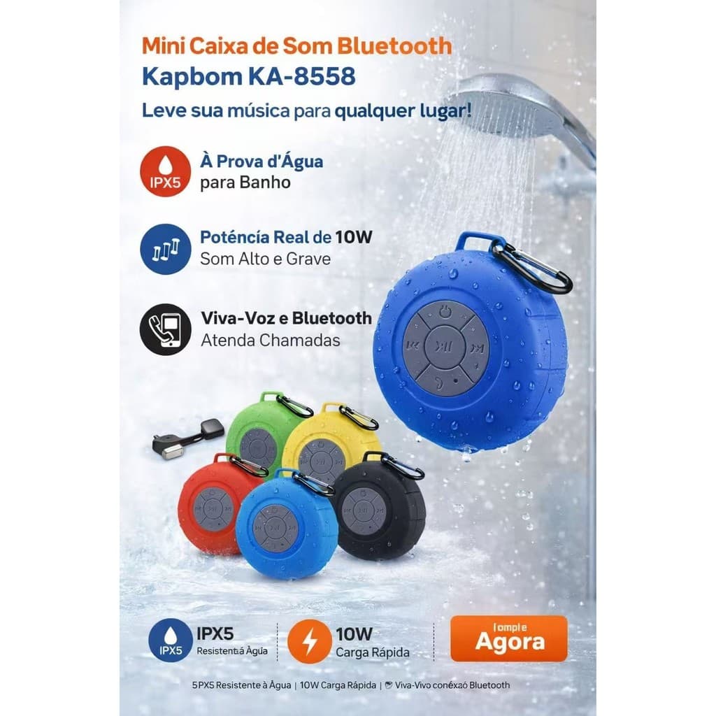 Atacado Kit 4/5/10 Mini Caixa De Som Bluetooth Prova D'água 10W Banho Potente