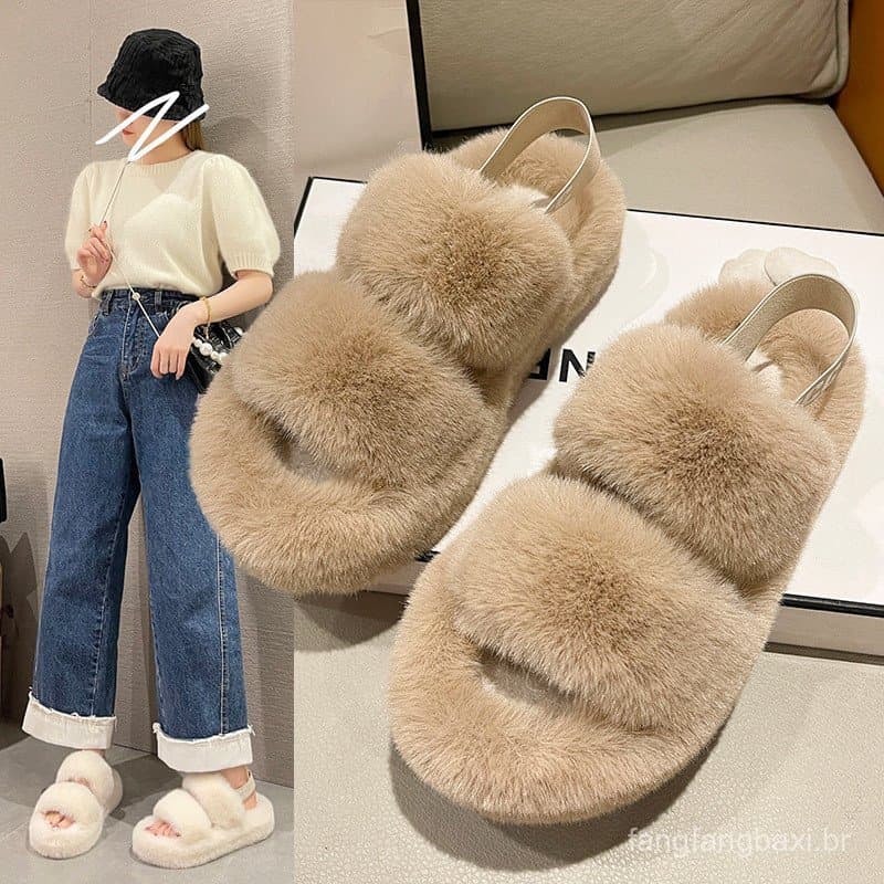 Comércio exterior novo estilo de dois usos sapatos de pelúcia 2024 novo estilo tamanho grande alça traseira exterior wea