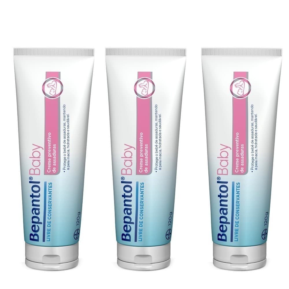 Kit com 3 Cremes Pomada de Assadura 120gr Cada - Bepantol - Original -120 GRAMAS