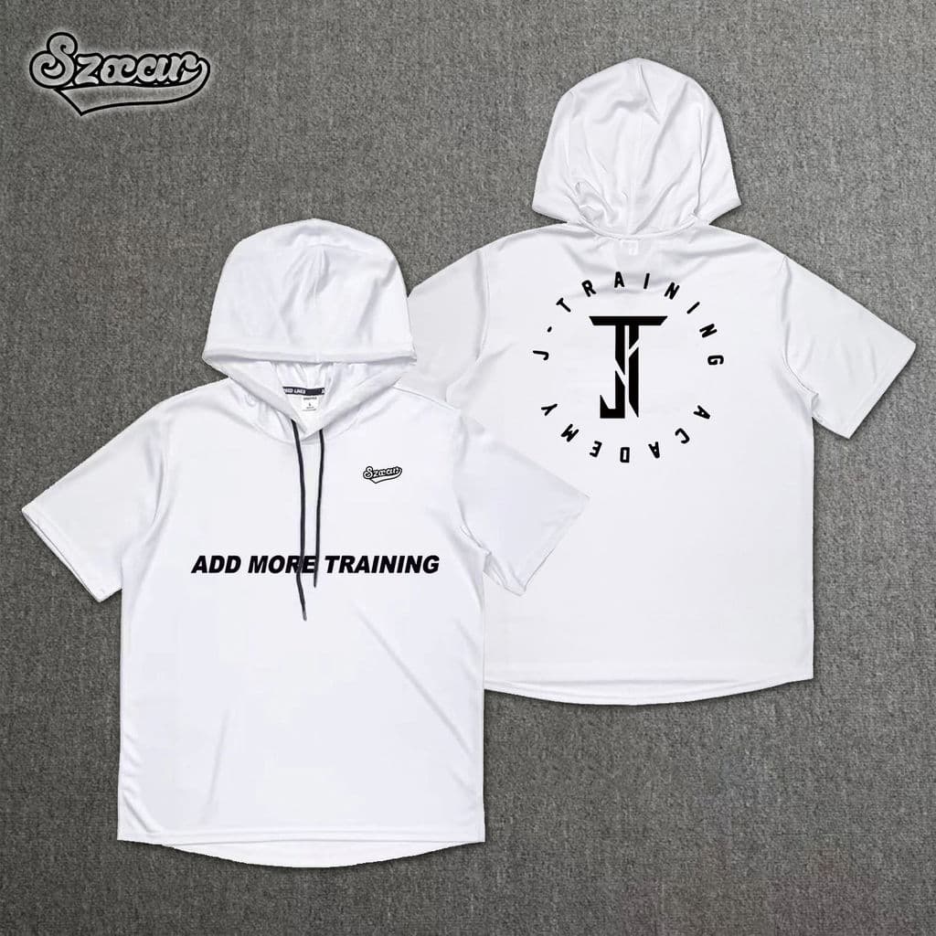 Szxar Joint armadura esportes com capuz de manga curta respirável terno de tiro camiseta masculina primavera basquete te