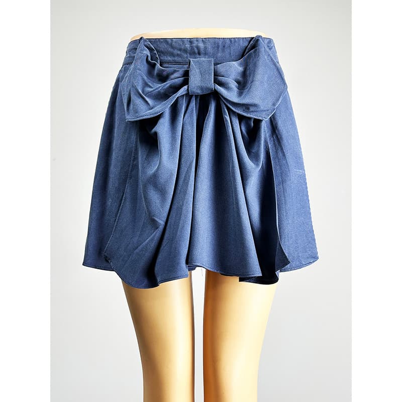 Comércio exterior pedido Original azul calças de perna larga Culottes Shorts feminino 2026 cintura média doce solto arco