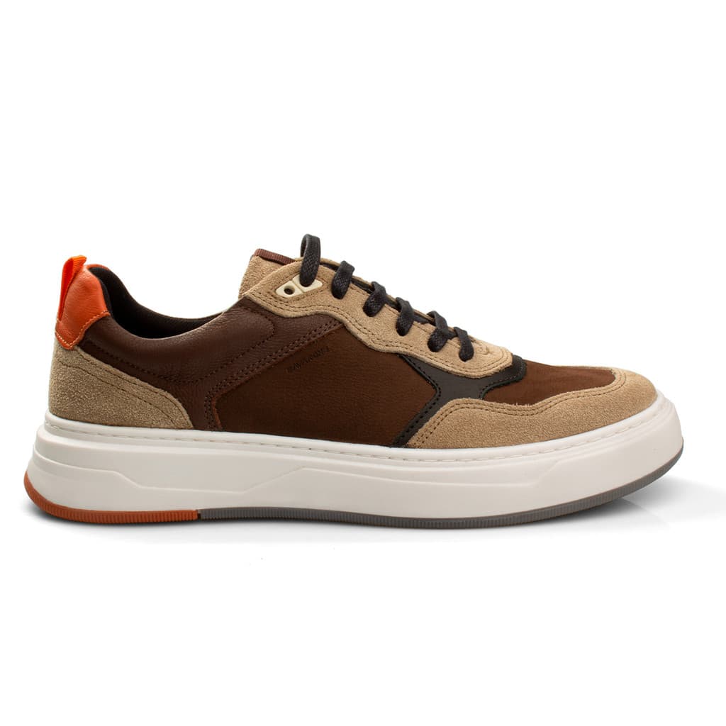 Tênis Masculino Sneakers Bavarone Taycan Couro Legítimo Casual Urbano Original Adulto Cadarço 35001