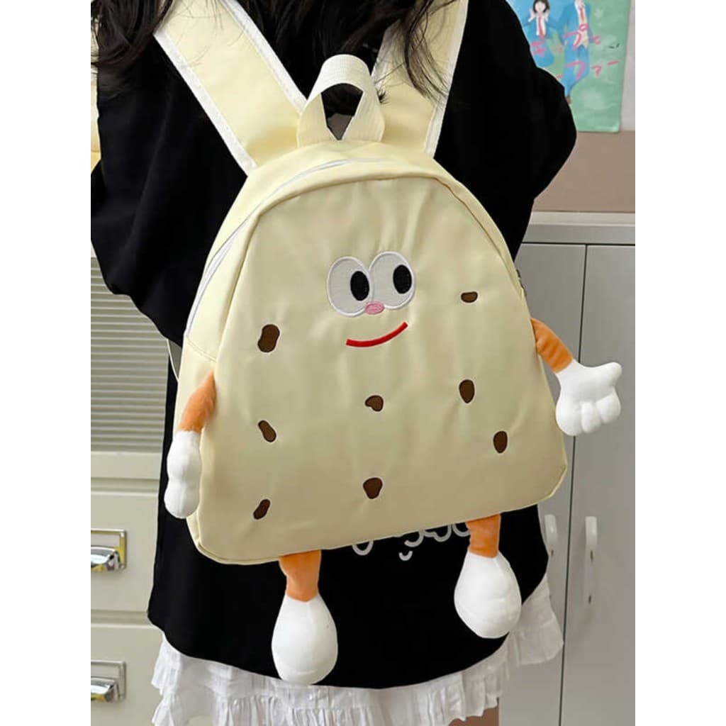 Biscoito pequeno mochila feminina feio bonito ins nicho dos desenhos animados de pelúcia bonito mochila estudante menina