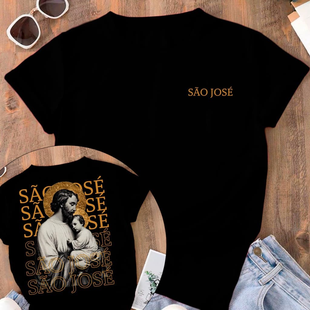 [Camiseta Premium em Algodão Puro]CC Tradicional São José Esposo De Maria Religiosa 100% Algodão Unissex