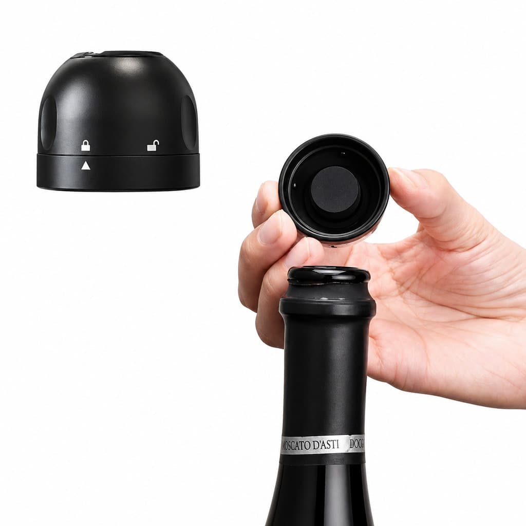 Tampa a Vácuo para Garrafa de Vinho e Champagne - Rolha Reutilizável Hermética