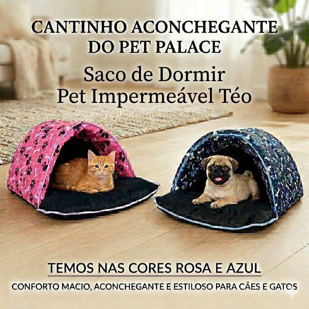 Saco de Dormir Pet Impermeável Téo – Cama Cabana para Cães e Gatos