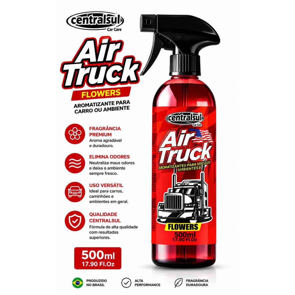 Aromatizante para Carro ou Ambiente Air Truck Flowers 500ml Centralsul