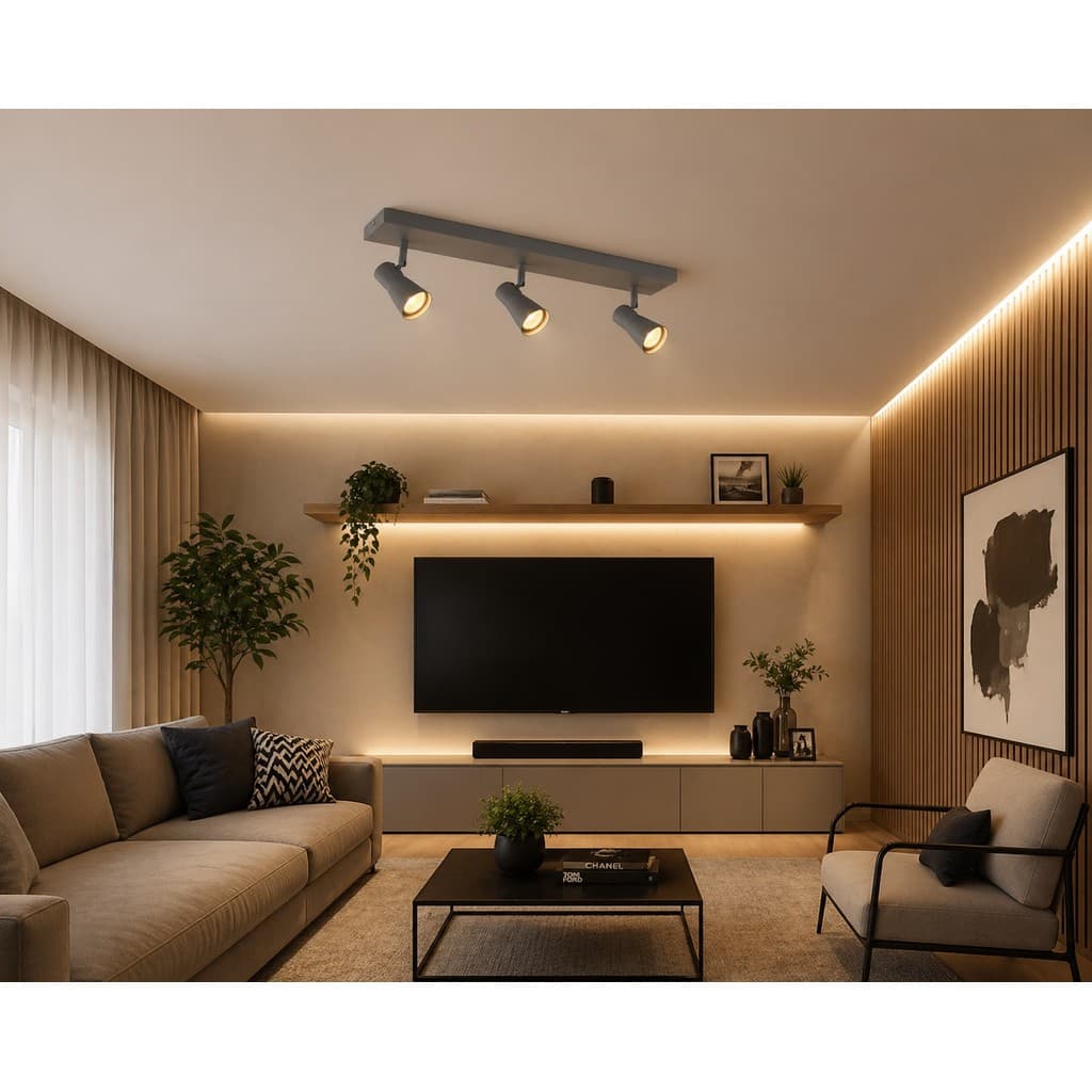 Spot Luminaria Sobrepo 3xGu10 Minimalist r  Bivolt Ip20 Cinza Avant