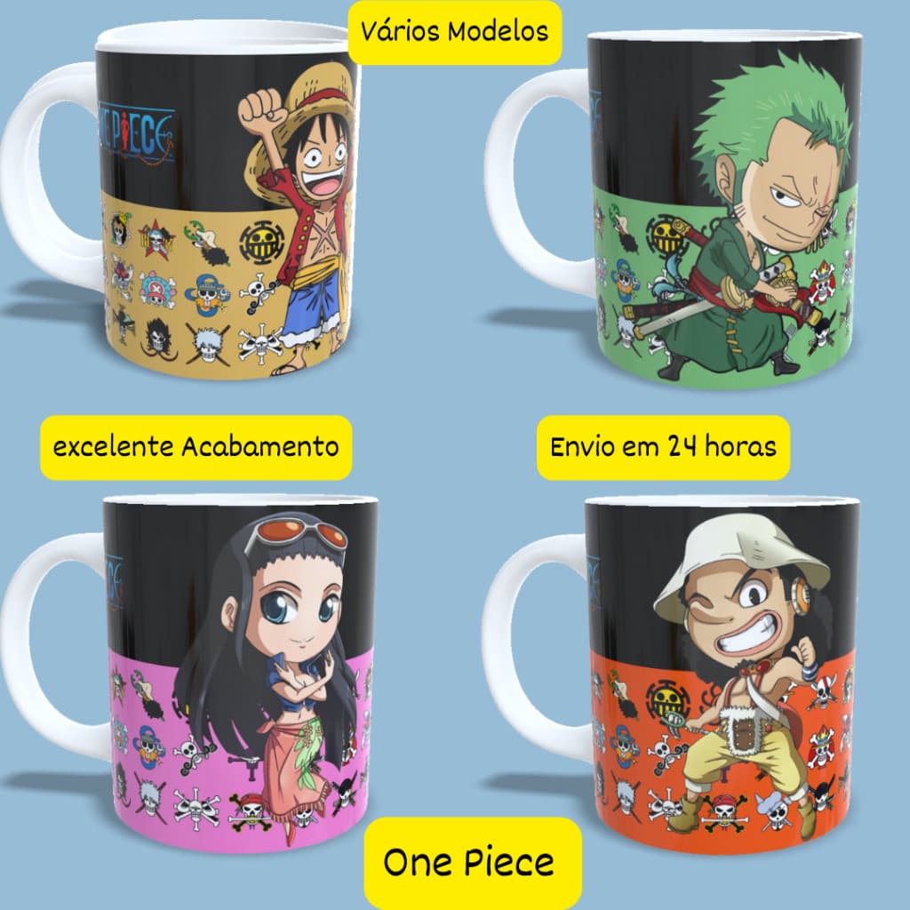 Caneca One Piece! Luffy, Zoro, Sanji e Mais! Vários Modelos! Envio em 24 horas!
