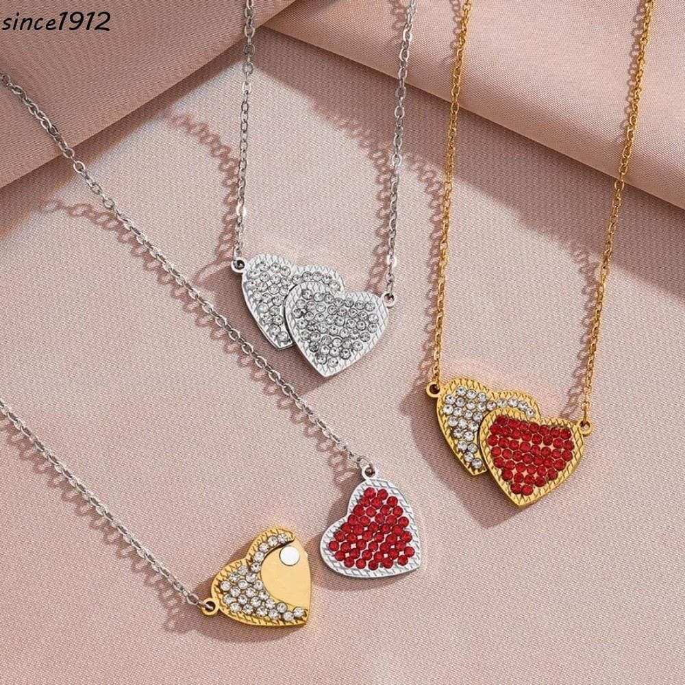 Gargantilha Inspirada Em Amor SINCE , Colar Com Pingente De Coração De Ouro E Prata Strass