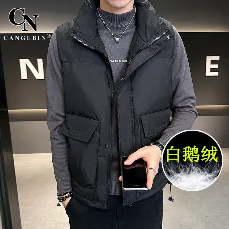 Colete para baixo jaqueta masculina ganso para baixo colete leve High-End exterior Wear colete 2026 nova jaqueta outono