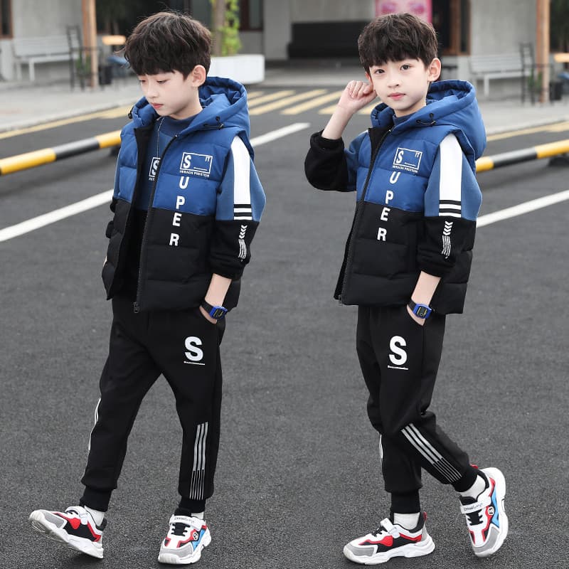 Crianças roupas infantis meninos outono inverno roupas ternos 2024 novo estilo médio grande meninos meninos estilo ocide