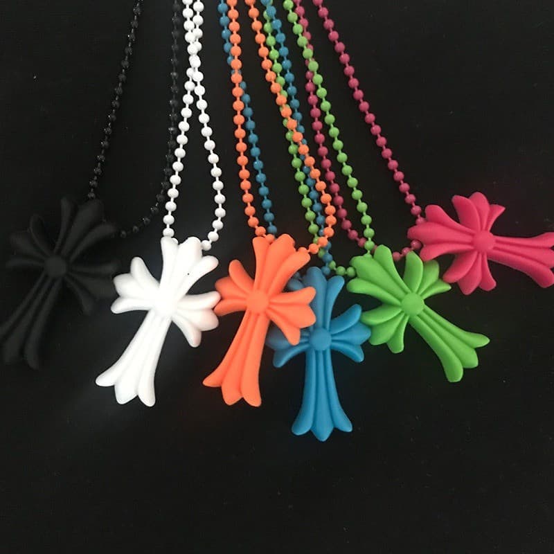XESI Summer Colar De Corrente De Contas De Verão Hip Hop Hiphoop Pintado Cruzado Colarinho Para Homens E Mulheres