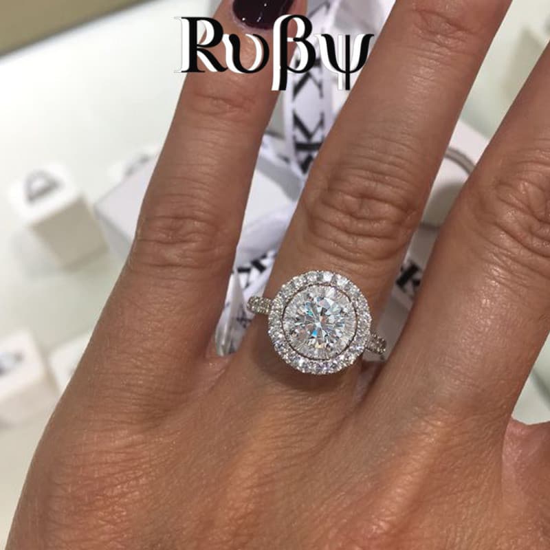 Ruby * conjunto completo de luz estilo luxo High-End anel redondo Design geométrico anel feminino casamento noivado jóia