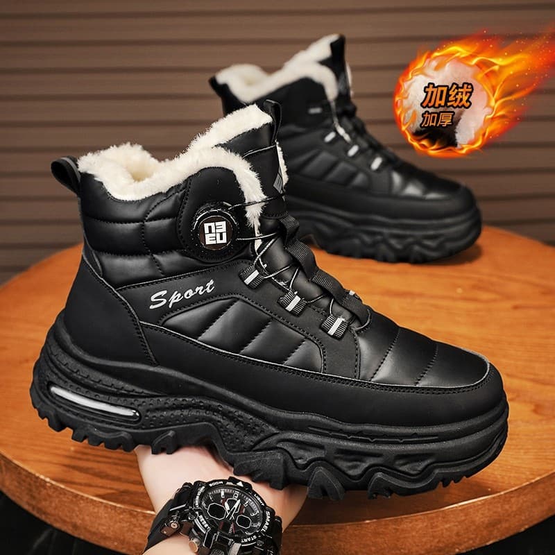 Sapatos masculinos de alta qualidade forro de inverno engrossado sapatos de algodão quente pele integrada resistente ao