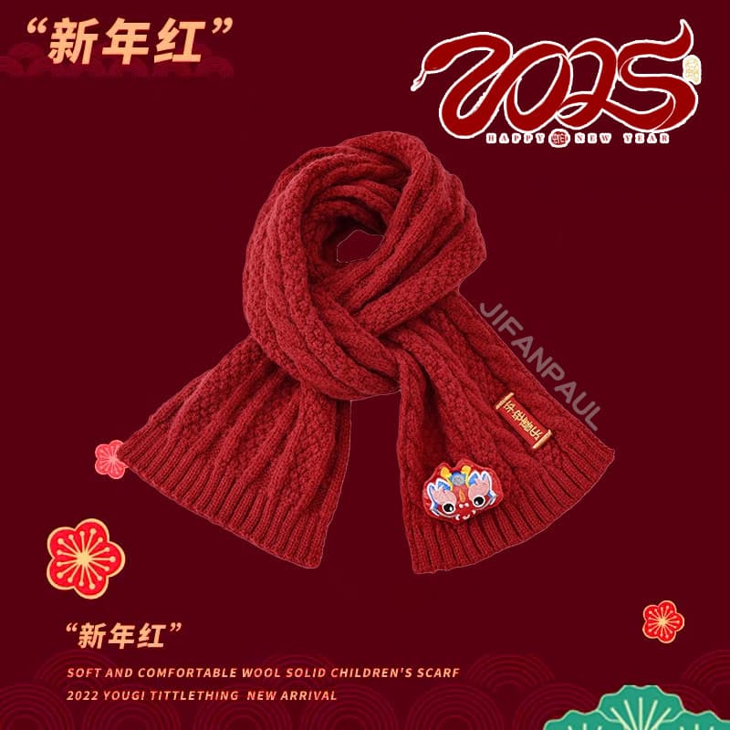 Crianças cachecol vermelho outono inverno bebê malha lã quente cachecol meninos meninas cachecol de natal estilo ano nov