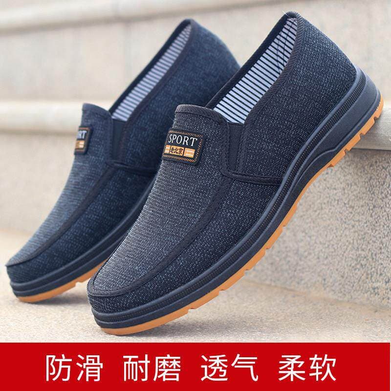 Sapatos de pano antigos de Pequim, masculinos, respiráveis, sola grossa, sola macia, meia-idade, idosos, sapatos leves,