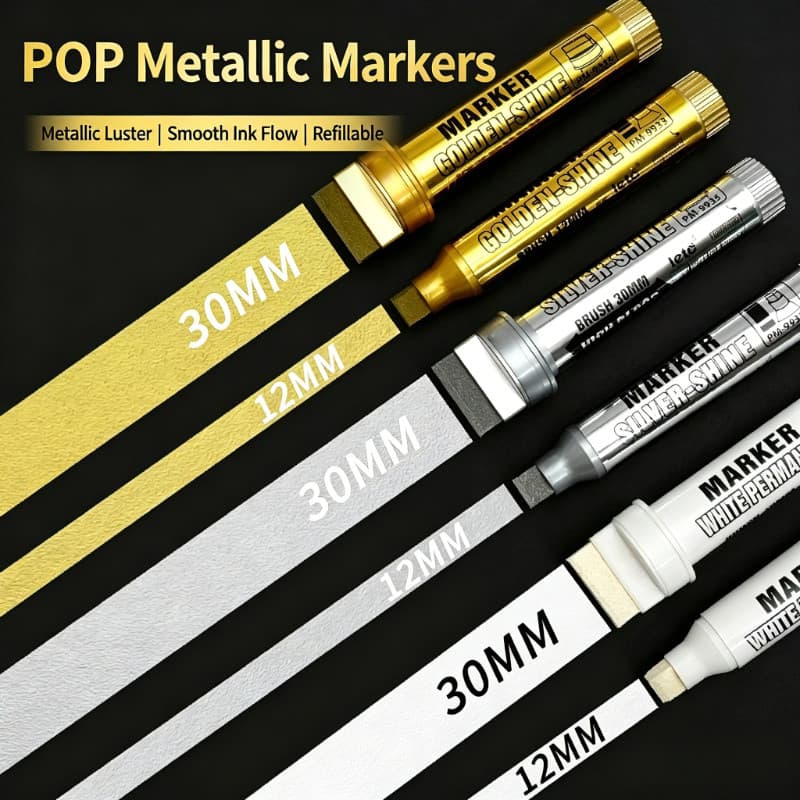 Marcador de Metal P POP 12mm/30mm Marcador de pôster publicitário dourado e prateado