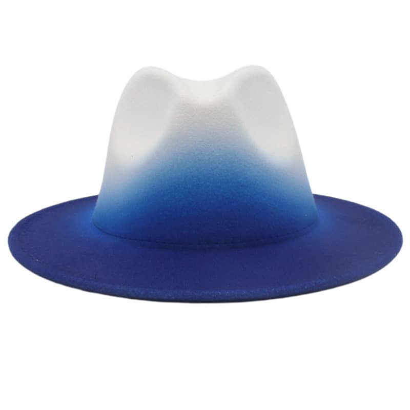 Chapéu Feminino Fedora Chapéus De Feltro Para Homens Cor Gradiente Aba Larga Azul Casual Ao Ar Livre Masculino Fedoras