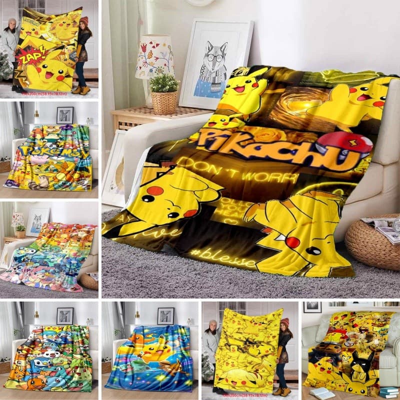 Cobertor Clássico De Flanela Pikachu Quente E Durável Para Fãs De Anime Adolescentes